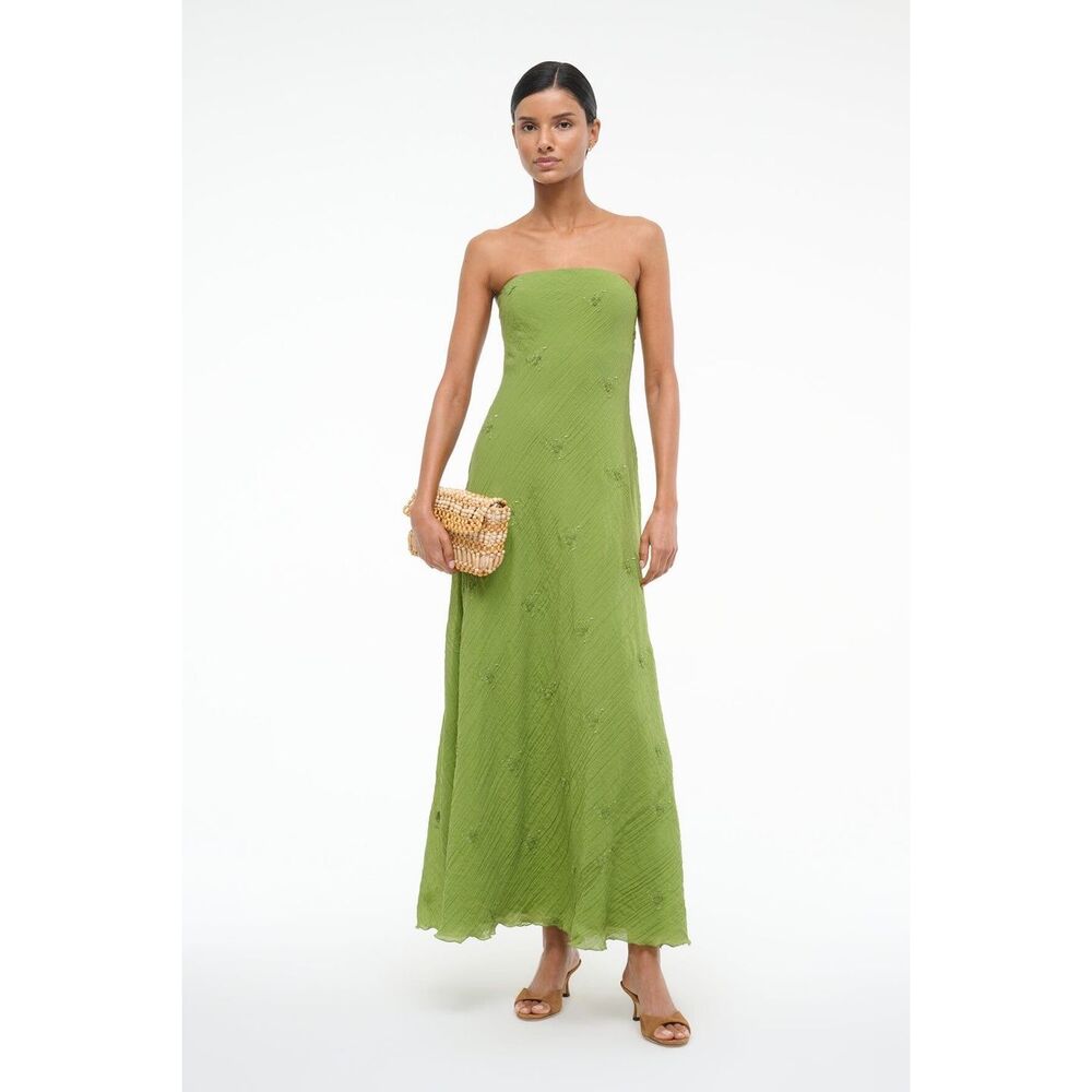 STAUD CASSIE DRESS GARDEN GREEN